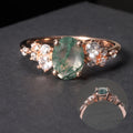 OL0897 Abiding Fine Jewelry Custom Rose Gold Plated 925 Sterling Silver Oval 6x8mm Moss Agate Engagement Ring