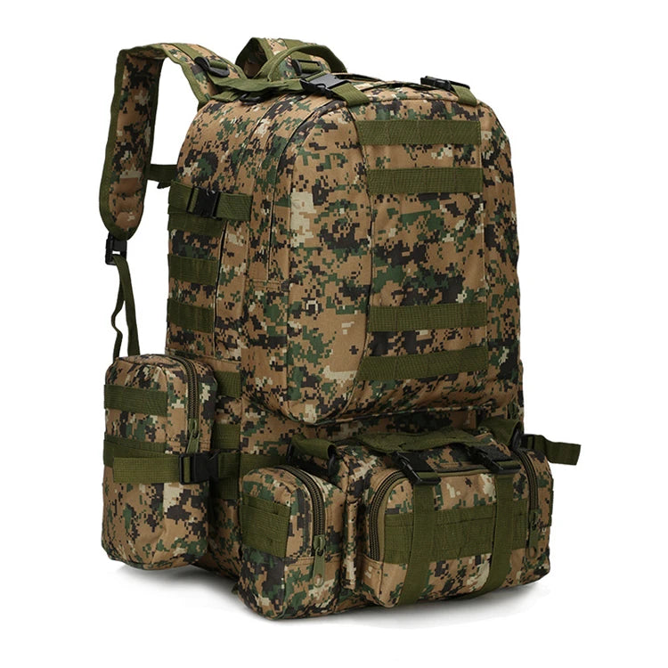 Private Label Unisex Nylon Camouflage Tactical Outdoor Backpack Zipper Closure Fashion Style for Hiking and Travel