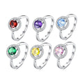 Merryshine Women's Stackable Adjustable 925 Sterling Silver Ruby Heart Eternity Rings 12 Birthstone Wedding Diamond Pearl