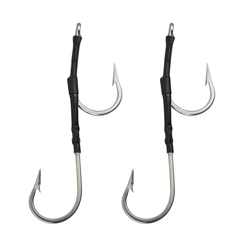 7691SS Super Strong Stainless Steel Chunking Trolling Southern Tuna Rigged Double Saltwater Fishing Hooks