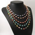 New 18K Gold Plated Stainless Steel Colorful Enamel Round Devil's Eye Beads Necklace Bracelet Set for Women Daily Jewelry