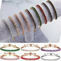 Brass Alloy Metal with Cheap Rich Colors Rhinestone Beads 3mm Adjustable baguette Bracelet Jewelry for Women