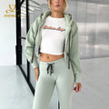 Clothing Manufacturers Custom Two Piece Zipper Hoodie Set Design Cotton Jogger Set Women Hoodies & Sweatsuits Set