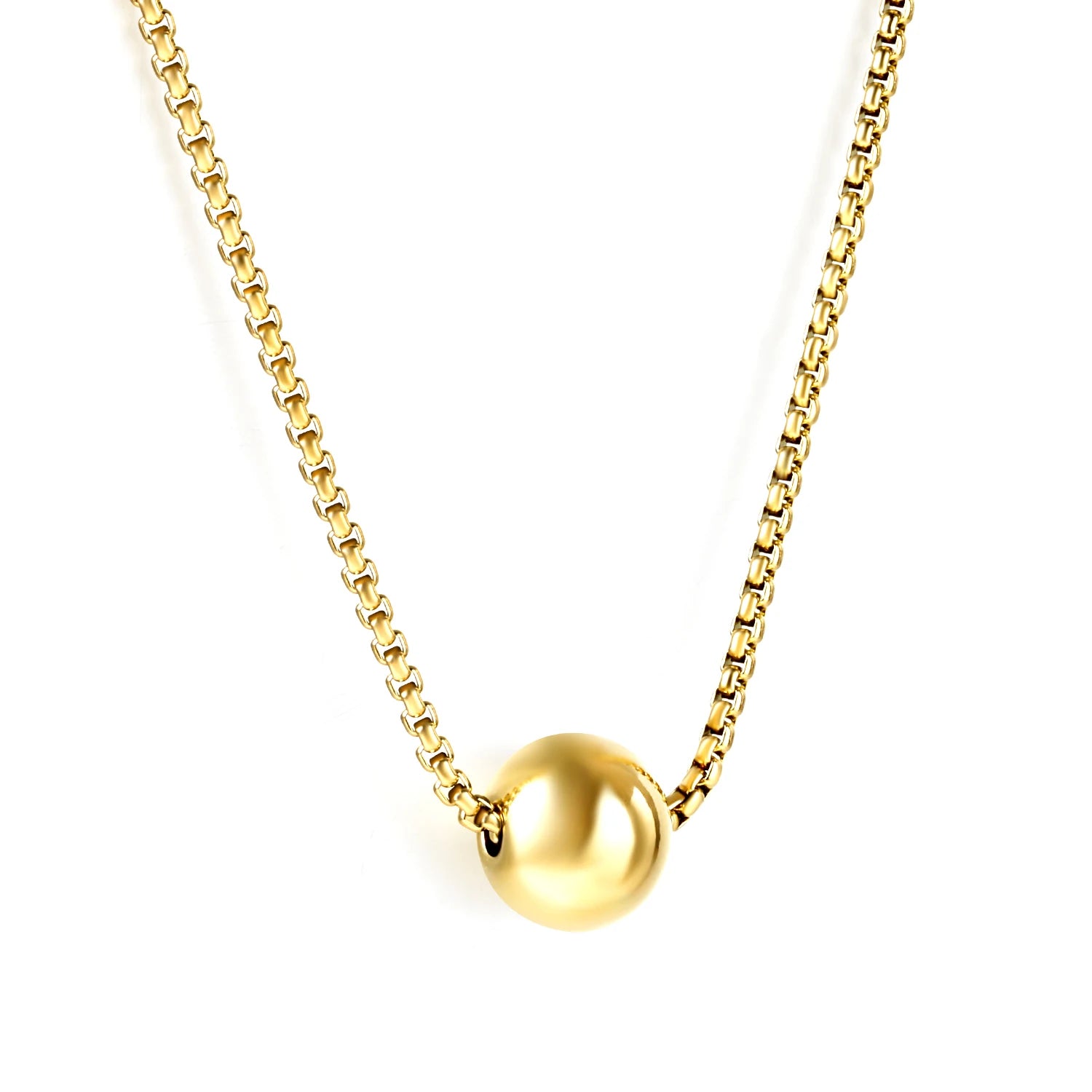 New Fashion 18K Gold Plated Stainless Steel Custom Chains Chokers Necklaces Floating Ball Pendant Necklace for Women Jewelry
