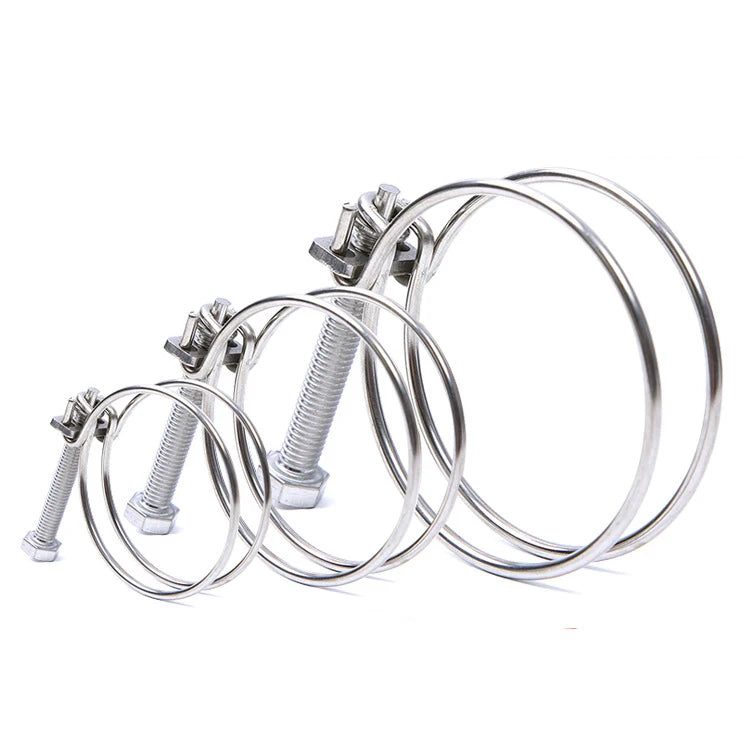 China Supplier Stainless Steel Wire Throat Hoop Double Wire Hose Clamps and Pipe Clips Metal Measure in Inch and Metric