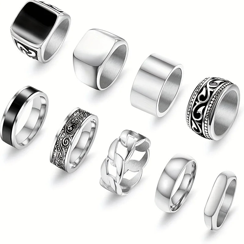 Vintage Jewelry Minimalist Stainless Steel Ring Silver Color Couple Rings  Wholesale Stainless Steel Pair Rings Sets