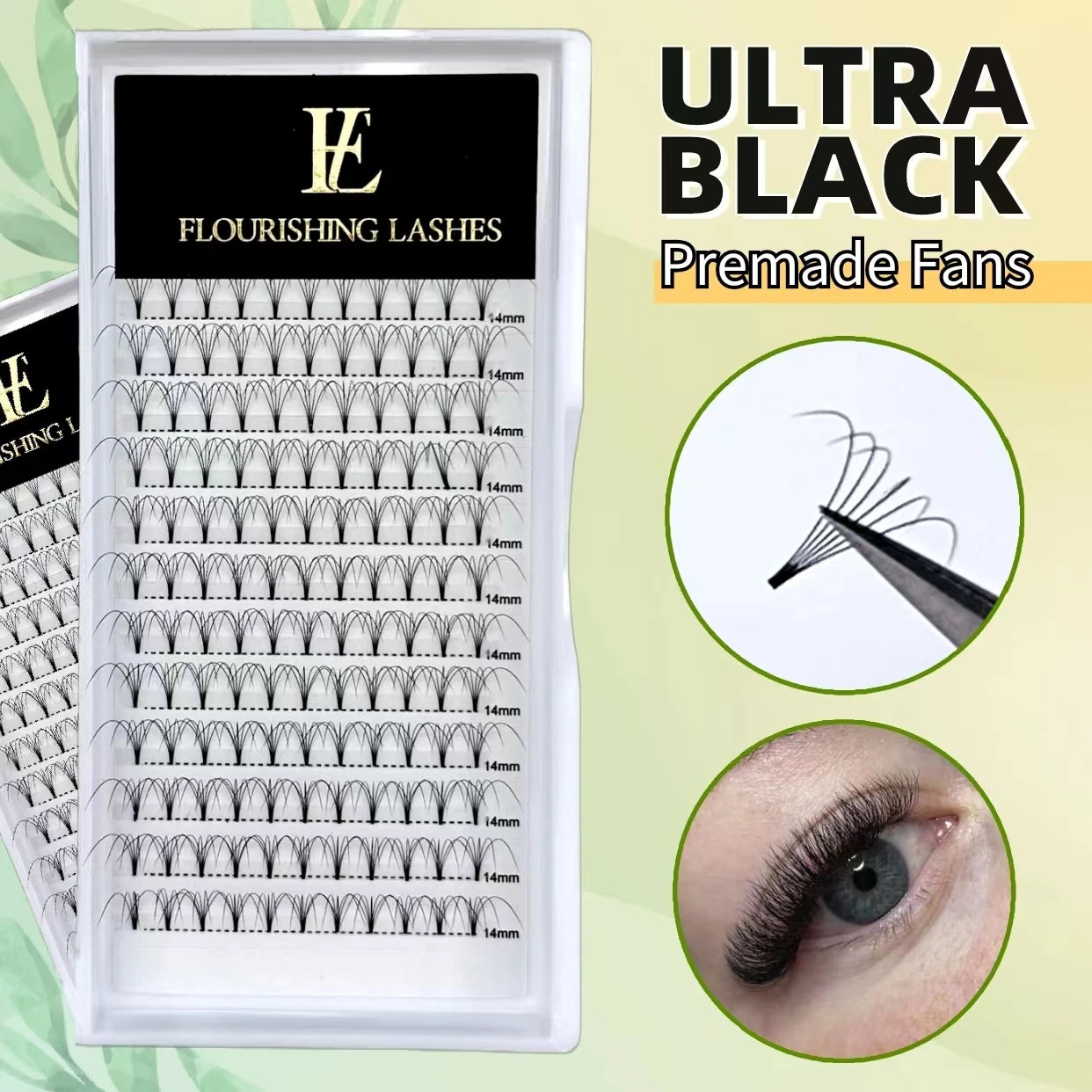 2025 Best Selling Premade Fans Ultra Dark Black Short Stem Heat Bonded 3D 4D 5D 6D Premade Volume Fans Eyelash Extensions