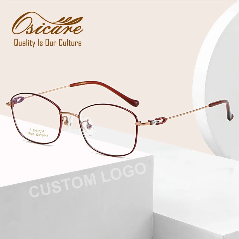 Luxury Brand Good Quality Eyewear Lunette De Luxe Lens Eye Spectacles Eyeglasses Gold Pure Titanium Women Glasses Optical Frames