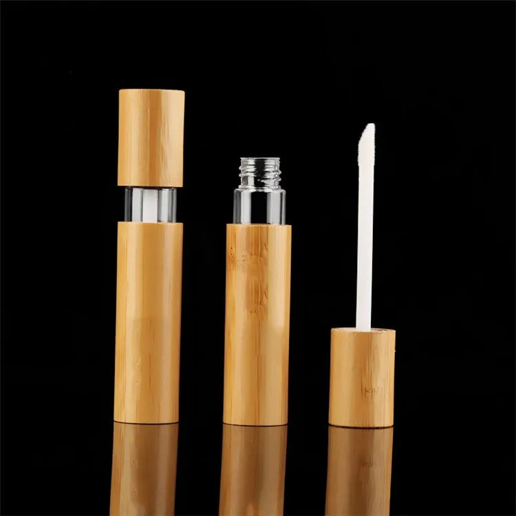 Cute Mini  Lip Gloss Containers 10ml Bamboo Lip Gloss Empty Container Tube Lip Gloss Container Luxury with Window