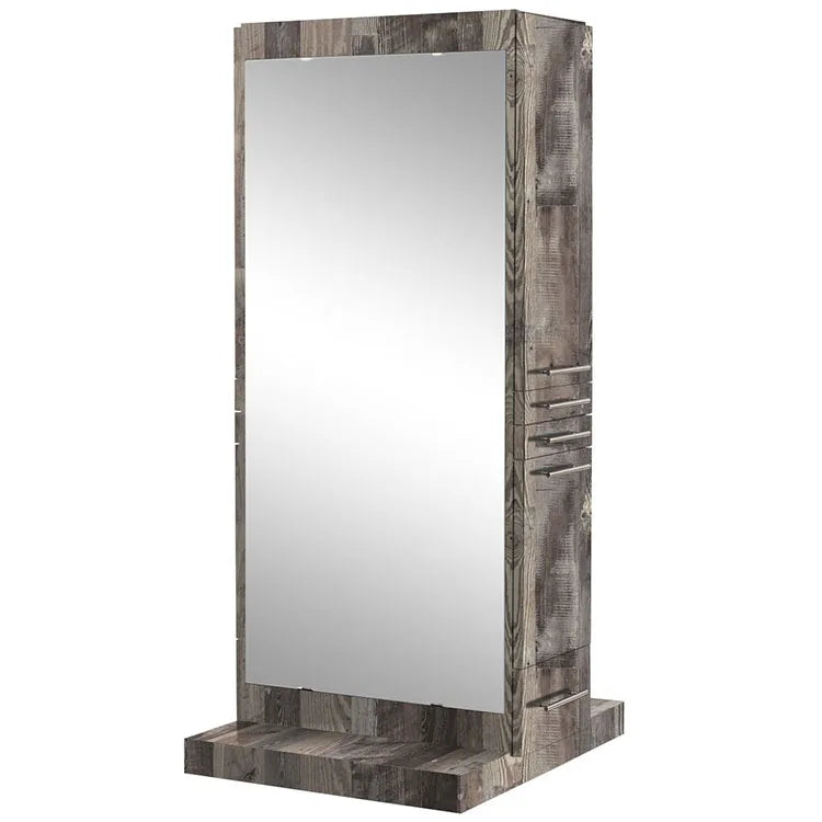Wooden Frame Double Sided Mirror Station With Cabinet for Sale