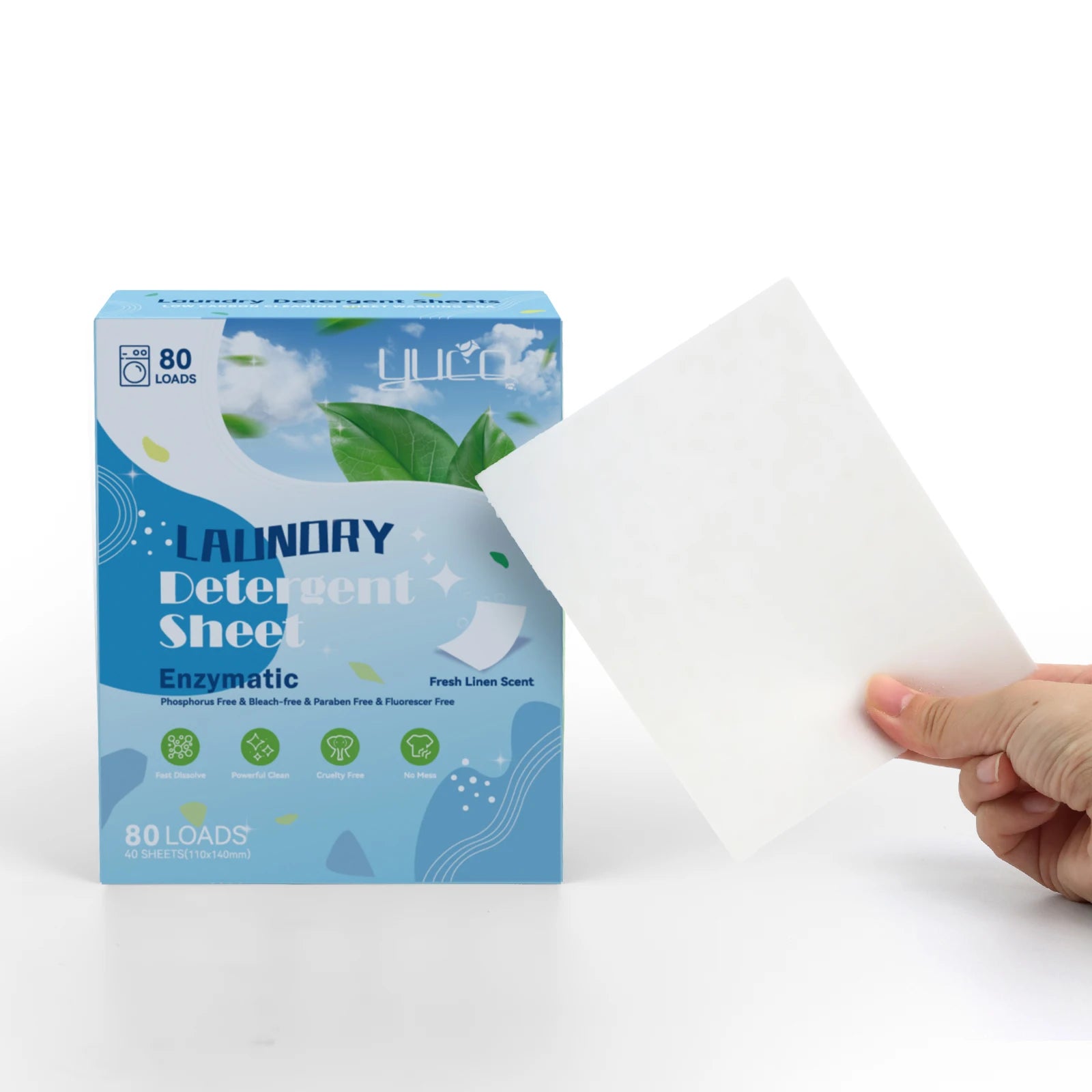 Biodegradable 5 in 1 Laundry Detergent Strip Sheets Paraben-Free Fresh Linen Scent Travel Soap Sheet Laundry Detergent Sheets