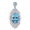Radiant Rhodium Plated 925 Sterling Silver Natural Sky Blue Topaz Pendant for Women Anniversary Gift