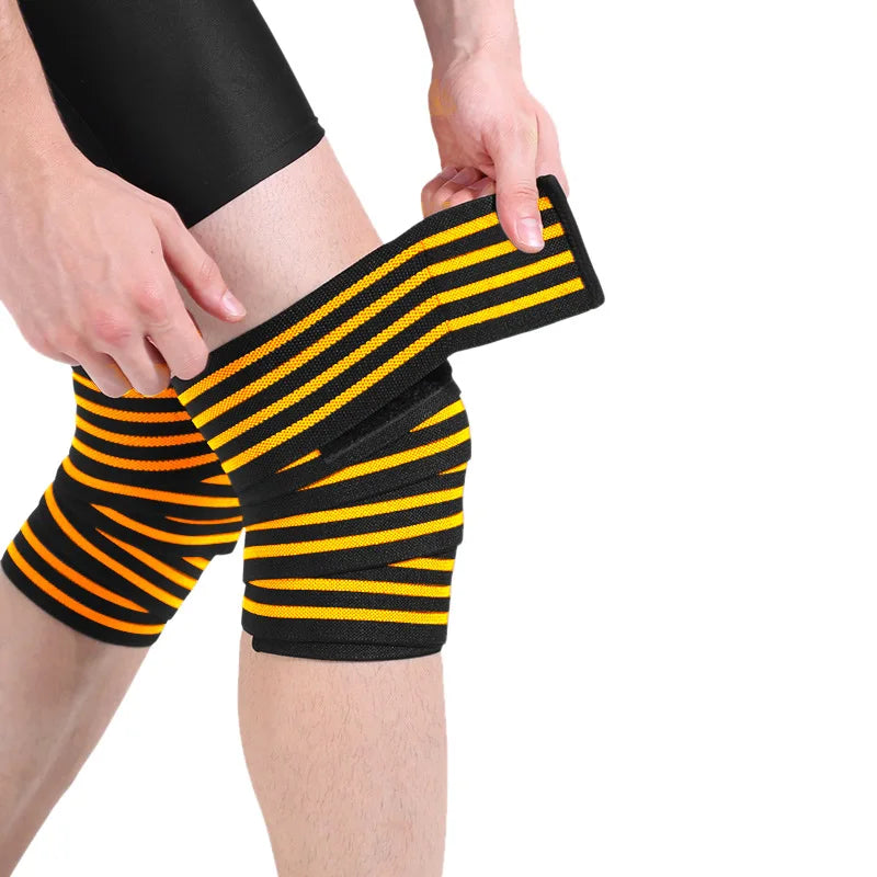 New Arrival Adjustable Weight Lifting Knee Wraps Knee Support Unisex OEM Customized Gym Training Adjustable Elastic Wrap