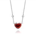 January Birthstone Red Heart Valentine's Gift Jewelry Hearts Necklace 925 Sterling Silver