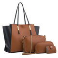 Luxury Vegan Pu Leather Tote Bags Women Shoulder Crossbody Chain Bucket Handbags Ladies 4pcs Hand Bag and Purse Set