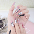24 Pcs Package Gel Light Pink Acrylic Set Flat Nail Tips Extra Long Press on Marbling Fake Nails Matte