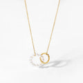 18K Gold Plated Stainless Steel Double Circle Link Chain Choker Pearl Pendant Necklaces for Women