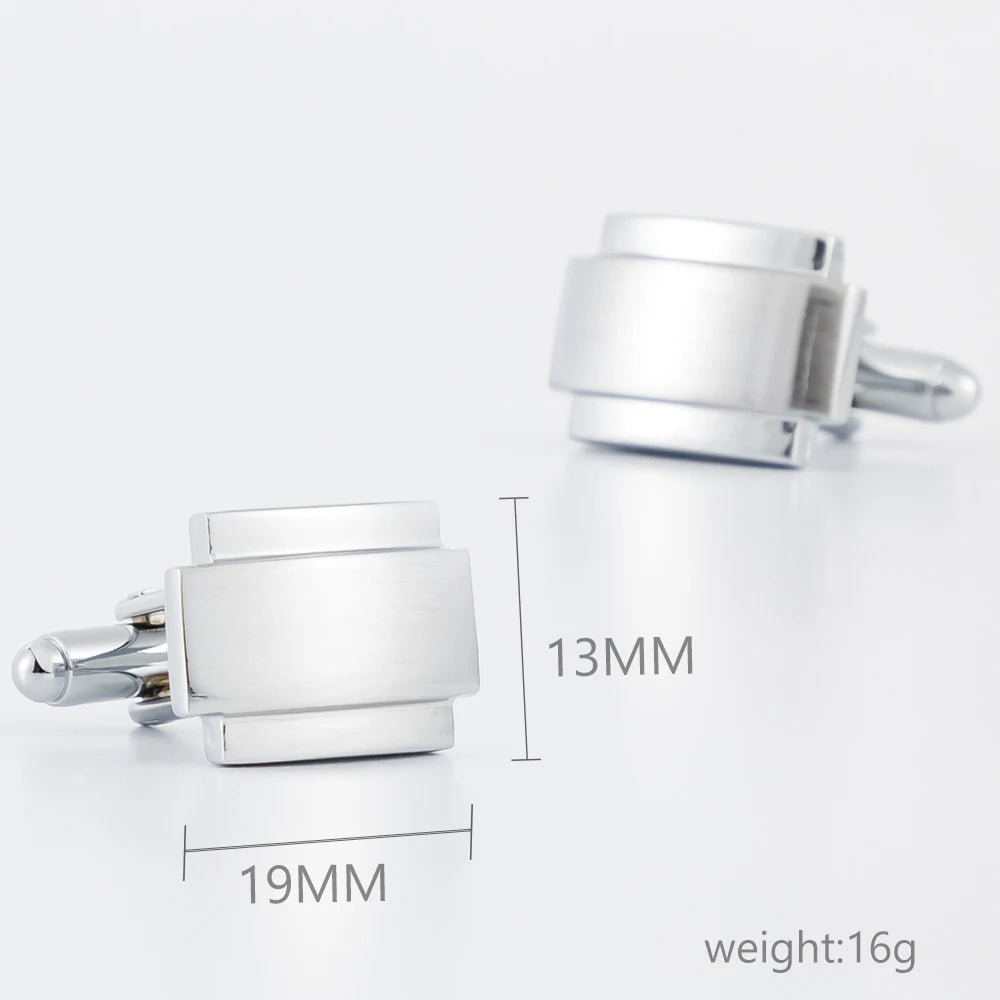 Low Price Simple Business French square Metal Copper Silver Cufflinks for Mens Suit Accessories