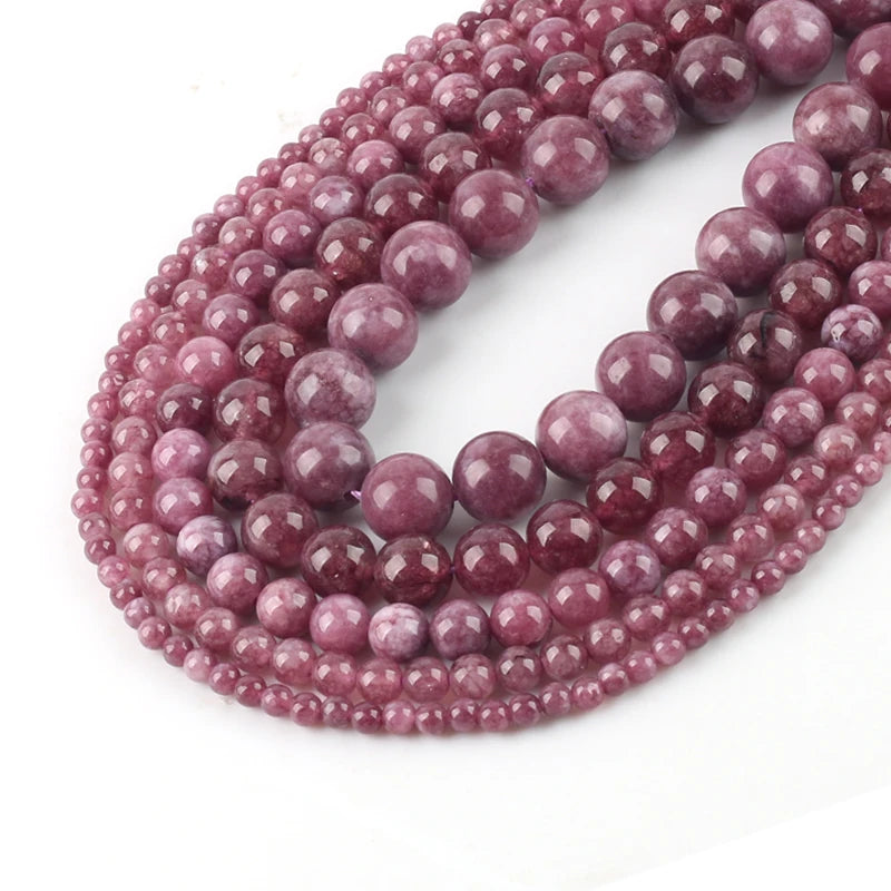 Wholesale 4/6/8/10/12mm Natural Unique Purple Lepidolite Beads Round Loose Beads Jewelry Making