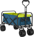 Woqi Heavy Duty Stainless Steel Collapsible Folding All Terrain Utility Beach Wagon Cart Retractable Handle Cup Holders OEM