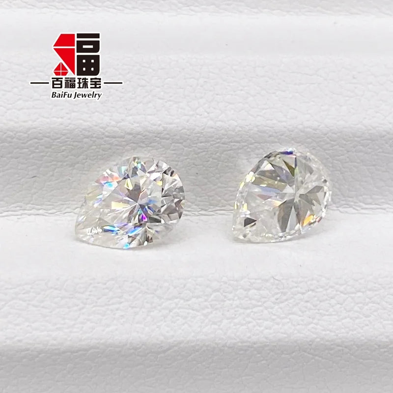 Baifu Jewelry Top Quality VVS DEF Loose White Pear Moissanite