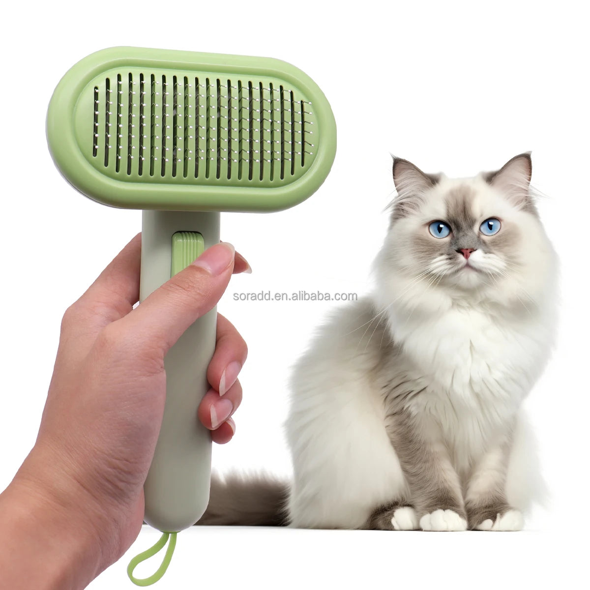 Stainless Steel Self-Cleaning Cat and Dog Hair Brush Indoor Pets Release Button Shedding Comb Hair Remover Tool