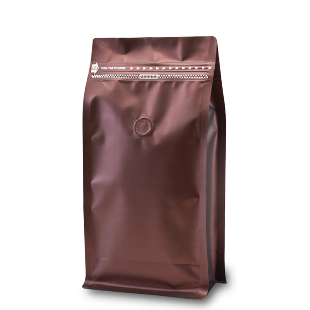 12oz Flat Bottom Coffee Bags with Air Release Valve High Barrier Vacuum Coffee Pouches