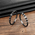 Luxury Charm Jewelry Fashion Genuine Leather Braided Wrapped Bracelets Jewelry Micro Paved CZ Spacer Beads Men Leather Bracelet