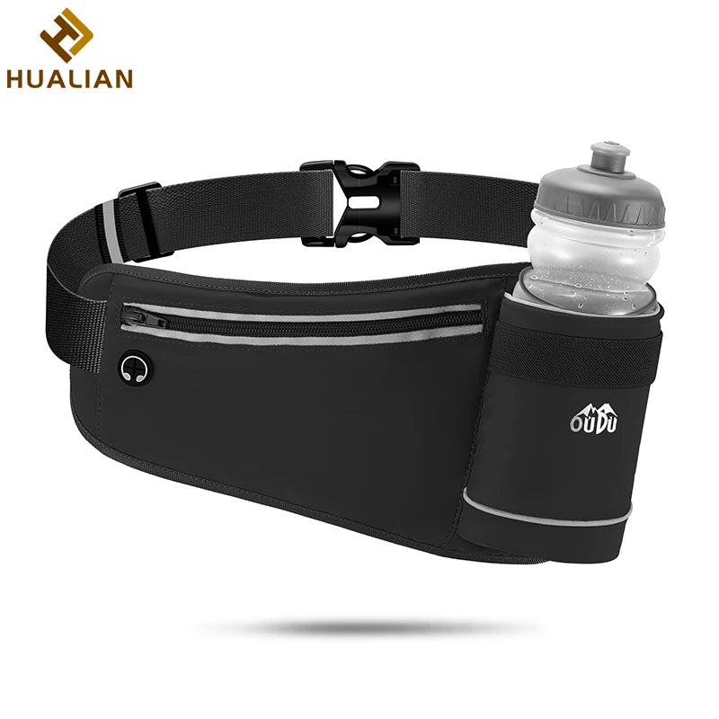 HUALIAN Hot Selling Outdoor Sports Hydration Belt Waist Bag Running Belt Waist Pack With Water Bottle Holder