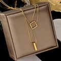 Trendy Titanium Steel Multilayer Necklace Clavicle Chain Female Simple Personality Niche Design Necklace for Women Girls