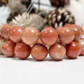 Natural Well Polished Gemstone Round Loose Beads for Jewelry Making Bracelet Necklace Orange Angelite Beaded