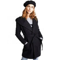 Top Selling Vintage Style Single Breasted Trench Coat in Autumn Black Woolblands Hoody Jacket for Spring