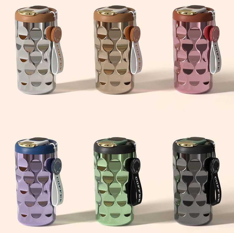 Smart Thermos Tumbler Insulated Cup 410ml New Design Hammered Ceramic/stainless Steel Water Bottle Coffee Mug With Led Lid