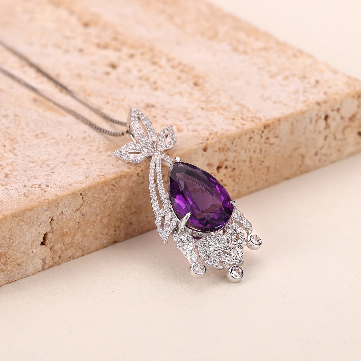 ZL0065 925 Sterling Silver Amethyst Wholesale Statement Necklaces Handcrafted Unique Designer Jewelry Chunky Gemstone Pendant