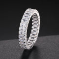 Pass Diamond Tester 4mm 925 Sterling Silver Emerald Cut VVS Moissanite Baguette Eternity Engagement Ring With GRA Certificate