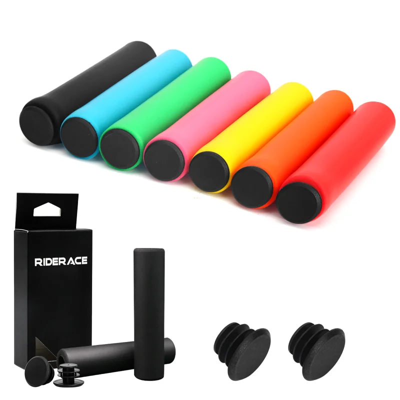 RIDERACE Mountain Bicycle Sponge Anti-Skid Shock-absorbing Soft Cycling Handlebar Cover Plugs Ultralight Road Bike End Grips