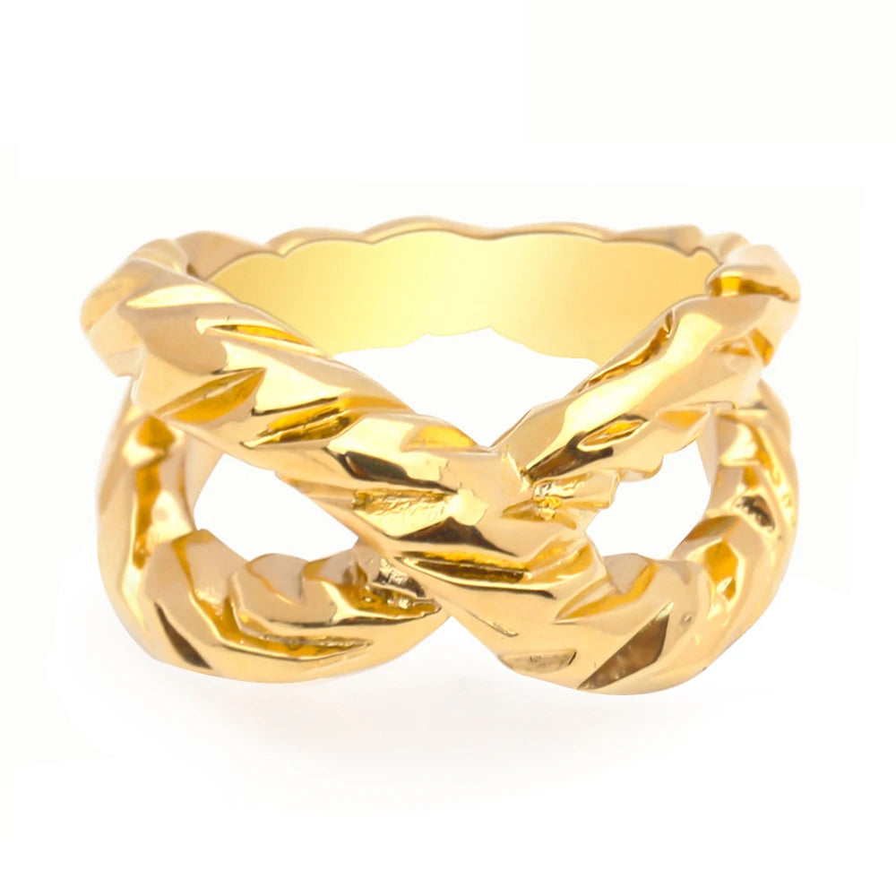 Boutique Punk Cross Line Rings for Women Party Fashion Jewelry Gold Color Curved Ring Anillos Mujer Dropshipping