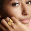 New Style Dainty Stacking Irregular Lava Shape Pearl French 18K PVD Gold Plated Stainless Steel Ring Jewelry