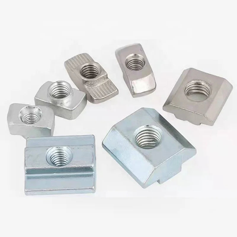 10 X T-Slot Nut Slot 8 - Type I - M8 with Step Spring Loaded Ball Heavy Duty Zinc Plated Steel