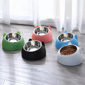Non-slip Cat Bowls Stainless Steel Pet Bowls Pet Neck Protection Food Water Bowl