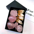 Wholesale Price Natural Rock Rose Quartz Crystal Heart Pendulum Rough Stone Shard Gemstone Set Crystal Ornaments Gift