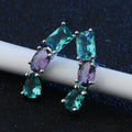Fashionable Personalized Multi-color Geometric Shaped Zircon Earrings with High-end Design