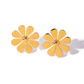 J&D New Arrival Fashion Minimalist 18K PVD Gold Stainless Steel Stud Jewelry Daisy Flower Earring Girl