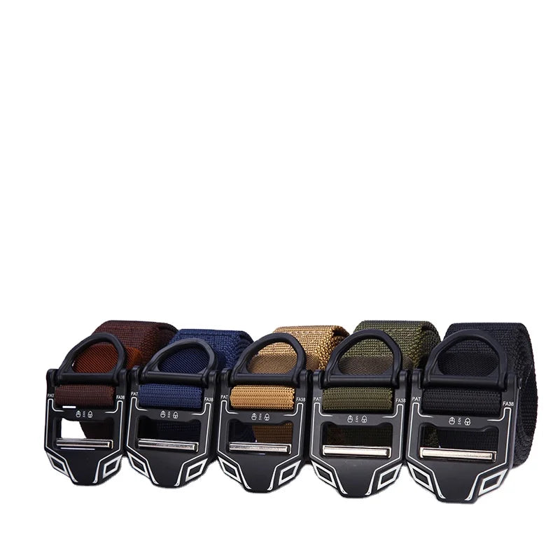 New Men's Sports Nylon Belt Metal Quick Release Buckle Jeans Outdoor Training Wide Belt Men's Belt