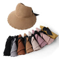 Wholesale Foldable Breathable Super Quality Summer Panama Beach Cap Girls Bow Knot Straw Women Jazz Empty Top Hat Hat