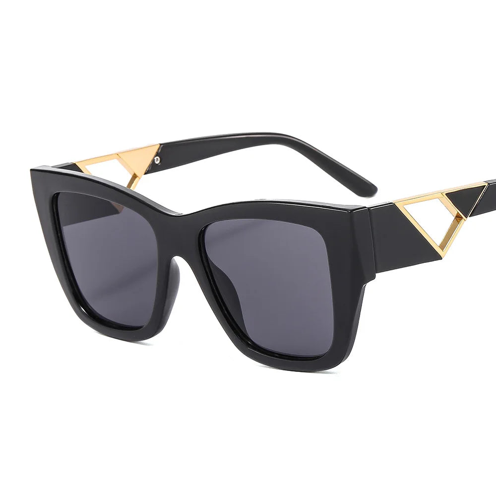 2024 Personalized Triangle Metal Patchwork Sunglasses Small Frame Sunglasses for Women Uv400