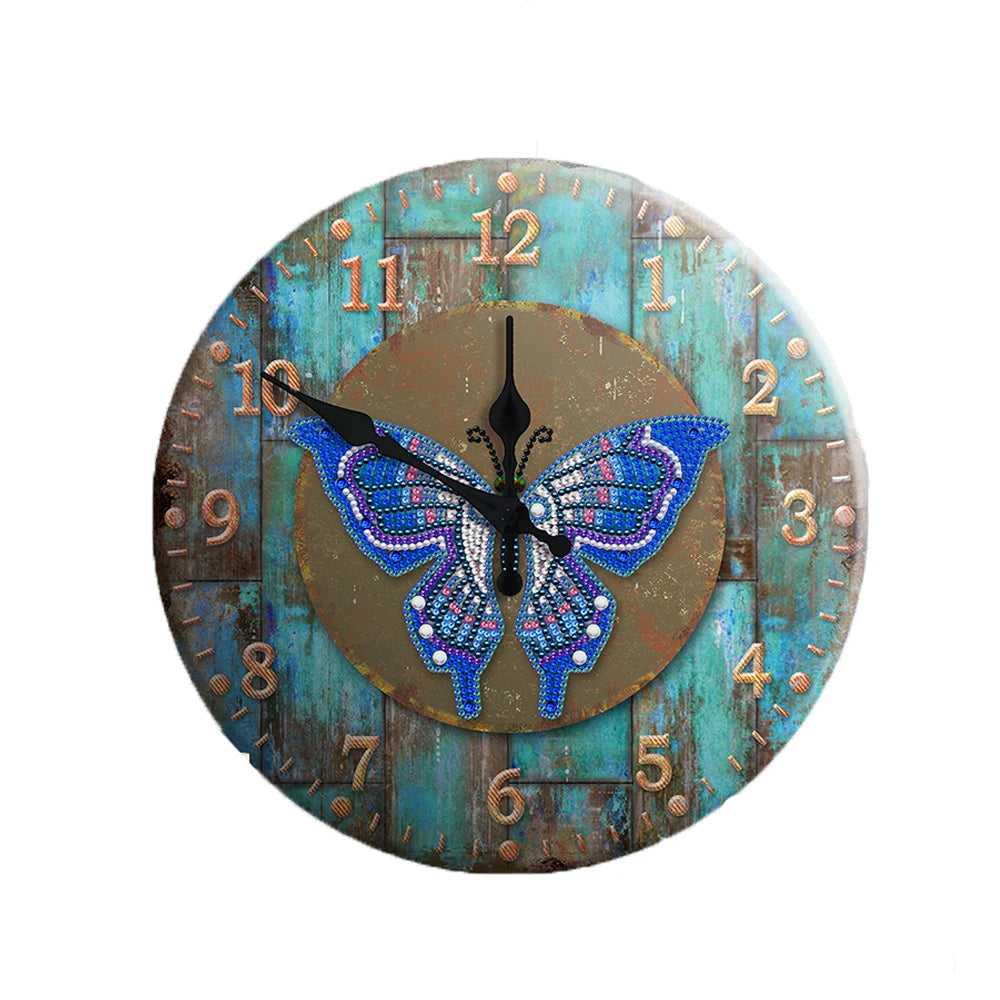 5D Wall Clock Diamond Painting Set Diy Painting Room Decoration Diamond Painting Clock Butterfly