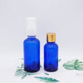 1oz Cobalt Blue 30ml Glass Dropper Bottle with White Fine Mist Lid