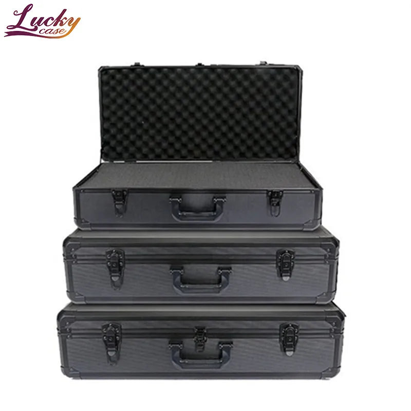 Black Aluminum Case With Customization Foam Interior Sturdy Aluminum Tool Case for Test Instruments Cameras and Accessories