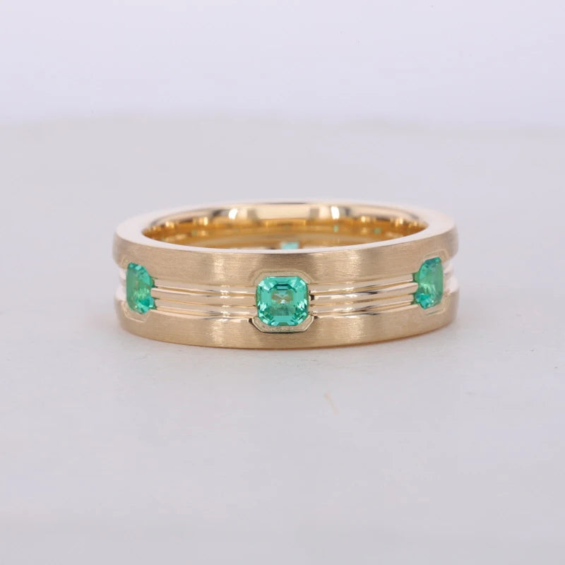Starsgem Wholesale 10k Gold Luxury Wedding Rings Asscher Cut Diamond with Round Star Pattern Customizable Metal Emerald Ring